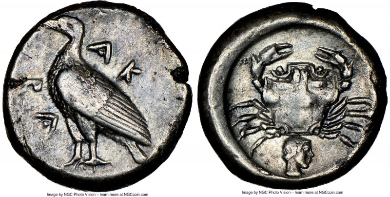 SICILY. Acragas. Ca. 485-470 BC. AR didrachm (19mm, 8.64 gm, 9h). NGC XF 5/5 - 4...