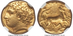 SICILY. Syracuse. Agathocles (317-289 BC). AV hemistater or decadrachm (50 litrae) (16mm, 4.28 gm, 6h). NGC Choice VF 5/5 - 3/5, Fine Style. Under Aga...