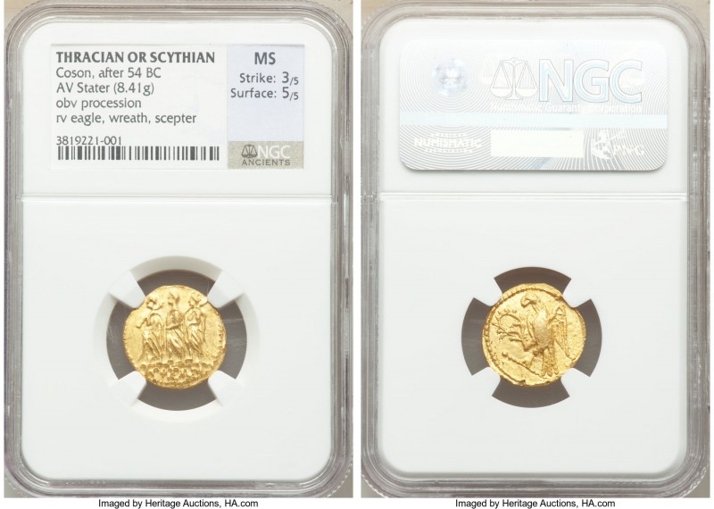 THRACIAN DYNASTS. Coson (ca. after 54 BC). AV stater (19mm, 8.41 gm, 1h). NGC MS...