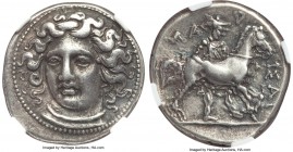 THESSALY. Larissa. Ca. 380-365 BC. AR drachm (19mm, 6.01 gm, 11h). NGC Choice VF 3/5 - 5/5, Fine Style. Head of the nymph Larissa facing slightly righ...