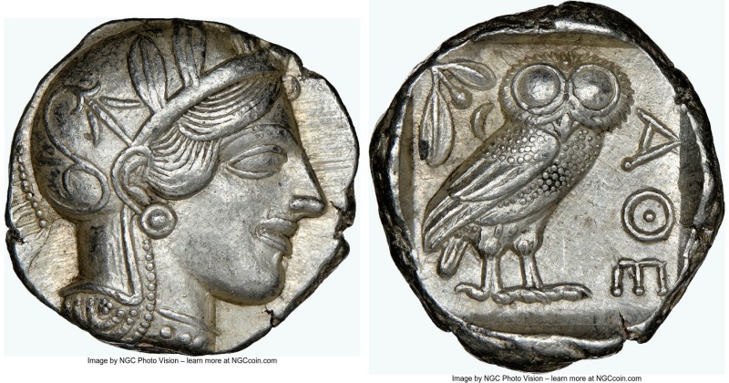 ATTICA. Athens. Ca. 440-404 BC. AR tetradrachm (24mm, 17.22 gm, 3h). NGC Choice ...