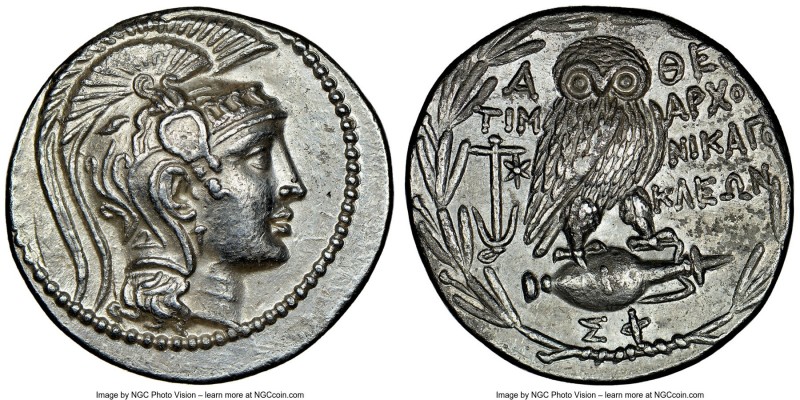 ATTICA. Athens. 2nd-1st centuries BC. AR tetradrachm (30mm, 16.78 gm, 11h). NGC ...
