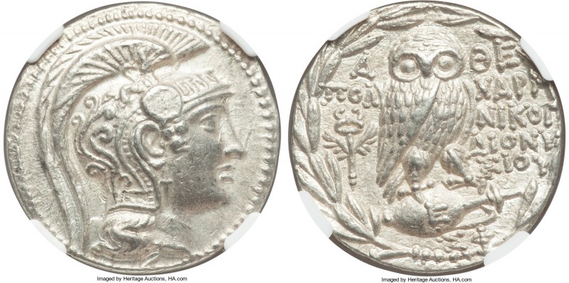 ATTICA. Athens. 2nd-1st centuries BC. AR tetradrachm (29mm, 16.99 gm, 11h). NGC ...