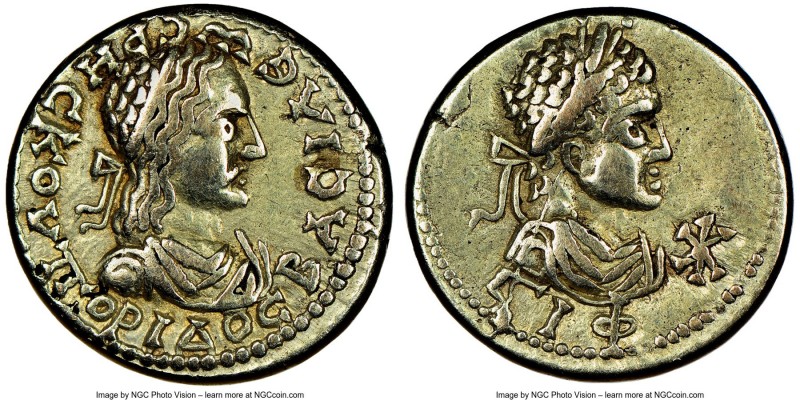 BOSPORAN KINGDOM. Rhescuporis II (AD 211-227), with Elagabalus. EL stater (19mm,...
