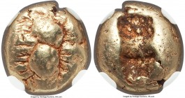 IONIA. Ephesus. Ca. 600-550 BC. EL third-stater or trite (12mm, 4.73 gm). NGC VF 3/5 - 4/5. 'Primitive' bee, viewed from above / Two incuse squares of...