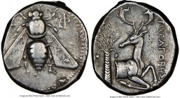 IONIA. Ephesus. Ca. 4th century BC. AR tetradrachm (24mm, 15.18 gm, 12h). NGC Choice VF 4/5 - 4/5. Ca. 405-390 BC, Pythagoras, magistrate. E-Φ, bee wi...