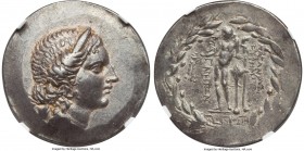 IONIA. Magnesia ad Meandrum. Ca. mid-2nd century BC. AR tetradrachm (33mm, 16.76 gm, 11h). NGC Choice XF 4/5 - 4/5. Euphemos, son of Pausanias, magist...