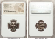 CARIA. Caunus. Ca. 450-390 BC. AR stater (19mm, 11.89 gm, 9h). NGC VF S 5/5 - 5/5. Ca. 430-410 BC. Winged female goddess moving left, head turned back...