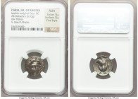 CARIAN ISLANDS. Rhodes. Late 4th-early 3rd century BC. AR didrachm (17mm, 6.63 gm, 12h). NGC AU S 5/5 - 5/5, Fine Style. Head of Helios facing, turned...
