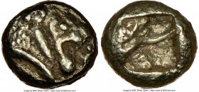 LYDIAN KINGDOM. Alyattes or Walwet (ca. 610-546 BC). EL 1/12 stater or hemihecte (8mm, 1.13 gm). NGC AU 5/5 - 4/5. Uninscribed issue, Sardes mint. Hea...