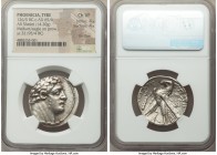 PHOENICIA. Tyre. Ca. 126/5 BC-AD 65/6. AR shekel (28mm, 14.20 gm, 1h). NGC Choice VF 4/5 - 4/5, flan flaw. Dated Civic Year 32 (95/4 BC). Laureate bus...