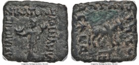 INDO-GREEK KINGDOMS. Bactria. Amyntas Nicator (ca. 80-65 BC). AE square hemiobol (19mm, 12h). ANACS VF 35. BAΣIΛEΩΣ-NIKATOPOΣ-ΛOIN AMYNTOY, Demeter st...