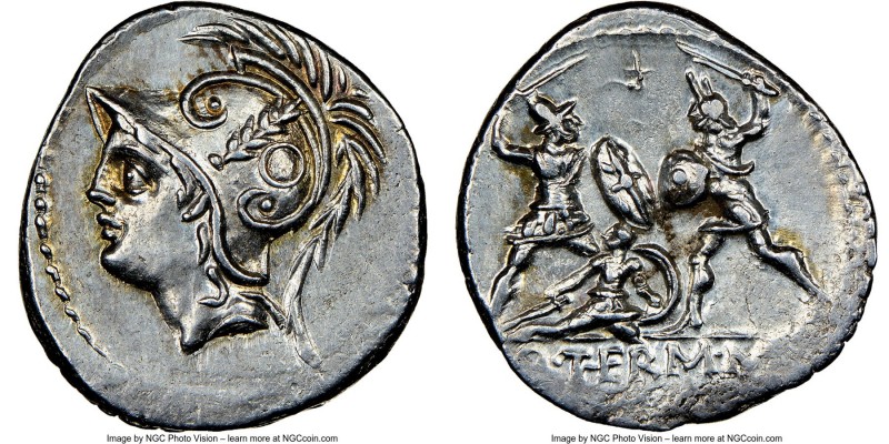 Q. Minucius Thermus M.f. (103 BC). AR denarius (18mm, 3.98 gm, 2h). NGC MS 4/5 -...