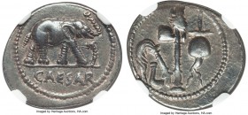 Julius Caesar, as Dictator (49-44 BC). AR denarius (19mm, 4.09 gm, 6h). NGC Choice XF S 5/5 - 5/5. Military mint traveling with Caesar in northern Ita...