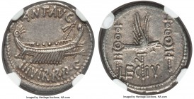 Marc Antony, as Triumvir and Imperator (44-30 BC). AR denarius (18mm, 3.81 gm, 6h). NGC Choice XF S 5/5 - 5/5. Legionary issue, mint moving with Anton...