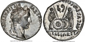 Augustus (27 BC-AD 14). AR denarius (18mm, 3.84 gm, 2h). NGC MS 4/5 - 4/5. Lugdunum, 2 BC-AD 4. CAESAR AVGVSTVS-DIVI F PATER PATRIAE, laureate head of...