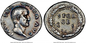 Galba (AD 68-69). AR denarius (19mm, 3.33 gm, 6h). NGC XF 5/5 - 4/5, Fine Style. Rome, July AD 68-January AD 69. IMP SER GALBA AVG, bare head of Galba...