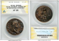 Galba (AD 68-69). AE sestertius (35mm, 6h). ANACS VF 35. Rome, August AD 68. SER•GALBA IMP-•CAES AVG, laureate, draped bust of Galba right, seen from ...