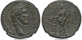 Antoninus Pius (AD 138-161). AE sestertius (32mm, 25.25 gm, 12h). NGC AU 5/5 - 3/5, Fine Style, scratches. Rome, AD 140-144. ANTONINVS AVG PI-VS P P T...