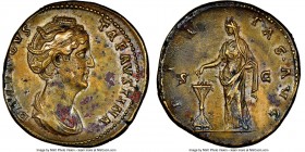 Diva Faustina Senior (AD 138-140/1). AE sestertius (32mm, 28.98 gm, 10h). NGC AU 4/5 - 3/5, Fine Style, marks, flan flaw. Struck under Antoninus Pius,...