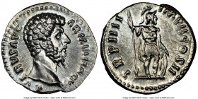 Lucius Verus (AD 161-169). AR denarius (17mm, 3.60 gm, 6h). NGC MS 5/5 - 4/5. Rome, December AD 164-August AD 165. L VERVS AVG-ARMENIACVS, bare head o...
