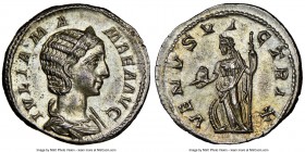 Julia Mamaea (AD 222-235). AR denarius (19mm, 3.28 gm, 6h). NGC MS S 5/5 - 5/5. Rome. IVLIA MA-MAEA AVG, draped bust right, wearing stephane / VENVS V...
