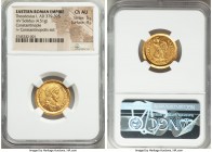 Theodosius I, Eastern Roman Empire (AD 379-395). AV solidus (20mm, 4.51 gm, 5h). NGC Choice AU 5/5 - 4/5. Constantinople, 9th officina, AD 383-388. D ...