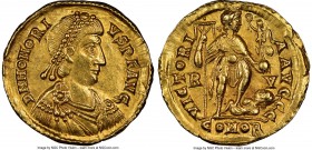 Honorius, Western Roman Empire (AD 393-423). AV solidus (20mm, 4.39 gm, 11h). NGC Choice AU 5/5 - 4/5. Ravenna, ca. AD 395-423. D N HONORI-VS P F AVG,...