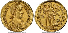Honorius, Western Roman Empire (AD 393-423). AV solidus (21mm, 4.48 gm, 5h). NGC AU 5/5 - 4/5. Ravenna, ca. AD 395-423. D N HONORI-VS P F AVG, pearl-d...