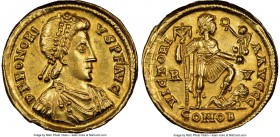 Honorius, Western Roman Empire (AD 393-423). AV solidus (20mm, 4.51 gm, 6h). NGC Choice AU 5/5 - 3/5. Ravenna, ca. AD 395-423. D N HONORI-VS P F AVG, ...