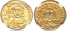 Constantine V Copronymus (AD 740/1-775), with Leo III. AV solidus (19mm, 4.41 gm, 6h). NGC MS 5/5 - 4/5. Constantinople, AD 742-751. N C-ON-StANtINЧ, ...