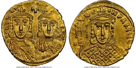 Constantine V Copronymus (AD 740/1-775), with Leo IV. AV solidus (20mm, 4.47 gm, 6h). NGC MS 4/5 - 4/5. Constantinople, AD 757-775. COhSTAhTInOSS LЄOn...
