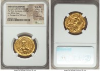 Constantine VIII (AD 1025-1028). AV histamenon nomisma (25mm, 4.43 gm, 7h). NGC Choice AU 5/5 - 4/5, wavy flan. Constantinople. + IhS XIS RЄX RЄΣhANTI...
