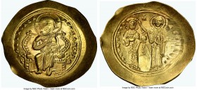 Constantine X Ducas (AD 1059-1067). AV histamenon nomisma (27mm, 4.40 gm, 5h). NGC MS 4/5 - 4/5. Constantinople. + IhS IXS REX-REΣNANTInm, Christ seat...
