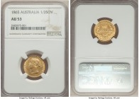 Victoria gold 1/2 Sovereign 1865-SYDNEY AU53 NGC, Sydney mint, KM3. Mintage: 62,000. An altogether very detailed coin with a suitable grade.

HID09801...