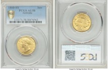 Victoria gold Sovereign 1860-SYDNEY AU58 PCGS, Sydney mint, KM4. Exceptional luster, scarce earlier issue in near mint state condition. 

HID098012420...