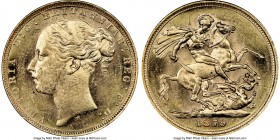 Victoria gold "St. George" Sovereign 1879-M MS61 NGC, Melbourne mint, KM7.

HID09801242017