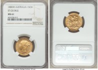 Victoria gold "St. George" Sovereign 1880-M MS61 NGC, Melbourne mint, KM7. AGW 0.2355 oz. 

HID09801242017