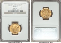 Victoria gold "Shield" Sovereign 1881-S MS61 NGC, Sydney mint, KM6. AGW 0.2355 oz. 

HID09801242017