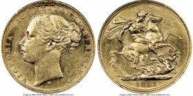 Victoria gold "St. George" Sovereign 1881-M MS60 NGC, Melbourne mint, KM7.

HID09801242017
