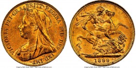 Victoria gold Sovereign 1899-P MS61 NGC, Perth mint, KM13, S-3876. The key date within the Australia Veiled Head series, with just some scattered bagm...