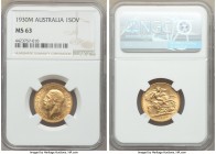 George V gold Sovereign 1930-M MS63 NGC, Melbourne mint, KM32. Three year type, lower mintage, honey gold with rose toning. AGW 0.2355 oz. 

HID098012...