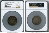 Karl VI silver "Coronation" Medal 1711-Dated AU55 NGC, Julius-843, Montenuovo-1374. 48mm. By C. von Loh. A rather rare coronation medal replete with r...