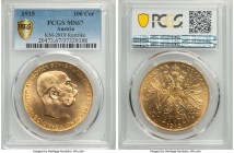 Franz Joseph I gold Restrike 100 Corona 1915 MS67 PCGS, KM2819. AGW 0.9802 oz.

HID09801242017