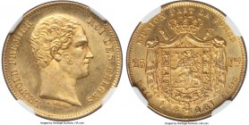 Leopold I gold 25 Francs 1848 MS65+ NGC, Brussels mint, KM13.1. A truly superlative example that positively beams with mint luster effortlessly cartwh...