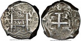 Charles III Cob 8 Reales 1761 P-V/Y XF40 NGC, Potosi mint, KM45, Cal-947. 26.78gm. An appealing date with the majority of the design features struck-u...