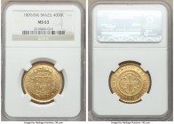 João Prince Regent gold 4000 Reis 1809/8-(R) MS63 NGC, Rio de Janeiro mint, KM235.2, Fr-95, LMB-569 var. (overdate not noted). Displaying sharply rend...