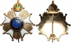 Pedro I Order of the Southern Cross Grand Cross Breast Star ND (Instituted 1822) UNC, Barac-78, R&S-Br60. 65x52mm. 29.30gm. Type I. Gilt with blue and...