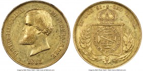 Pedro II gold 10000 Reis 1863 AU53 NGC, Rio de Janeiro mint, KM467. AGW 0.2643 oz.

HID09801242017