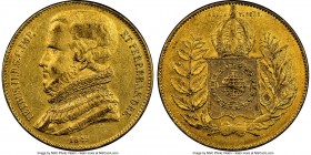 Pedro II gold 20000 Reis 1849 AU55 NGC, Rio de Janeiro mint, KM461. Mintage: 6,464. The lowest mintage date of this only three-year issue, some light ...